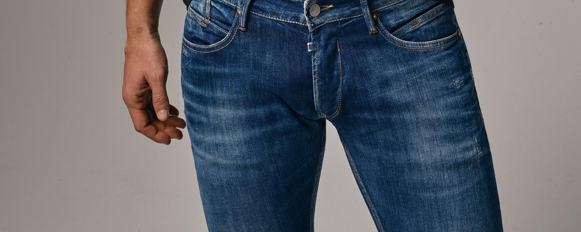 Jeans homme coton toile peu stretch sans lasthanne Guide fit