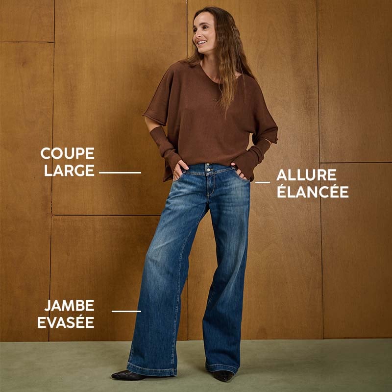 jeans wide leg femme le temps des cerises