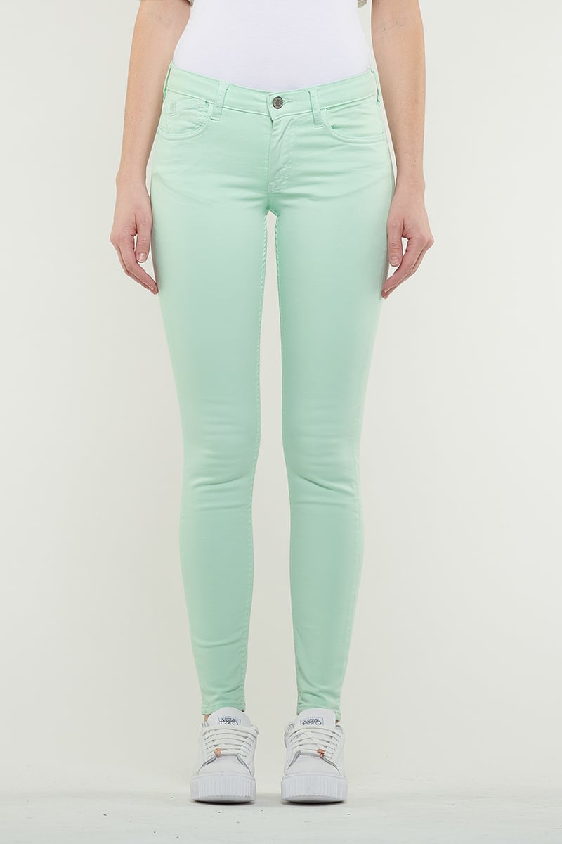 Pantalon Slim En Coton Vert D'eau Le Temps Des Cerises - Taille 40 Femme, Coup Basse, Très Bon état