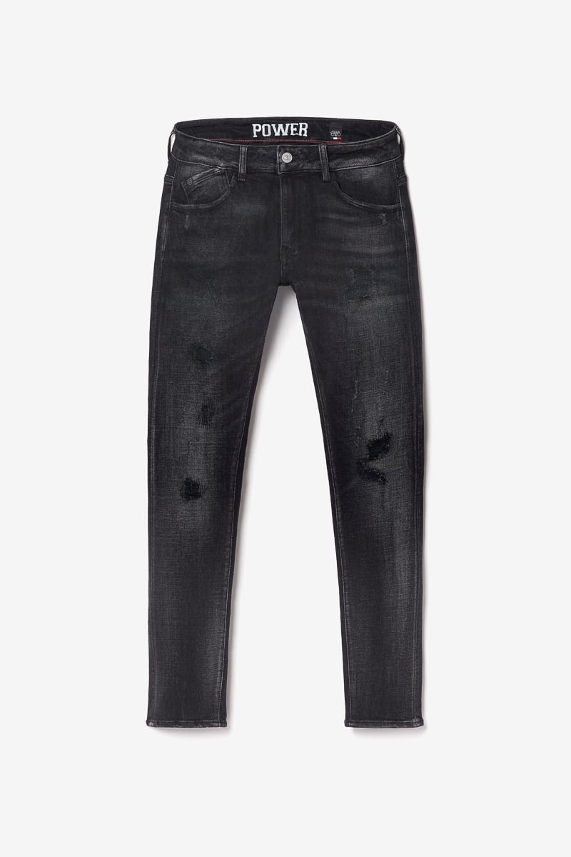 Jeans power skinny 7/8ème destroy noir N°1