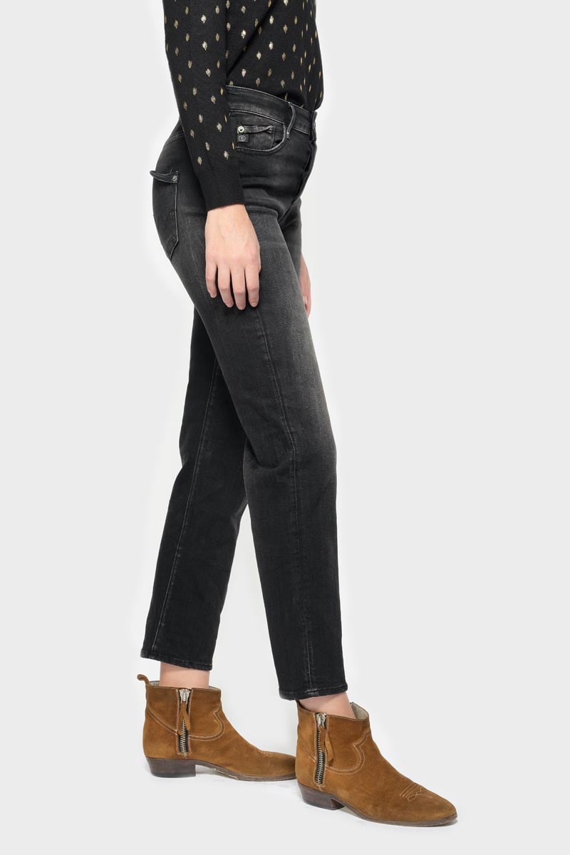 Jeans 400/18 mom Basic taille haute 7/8ème noir N°1