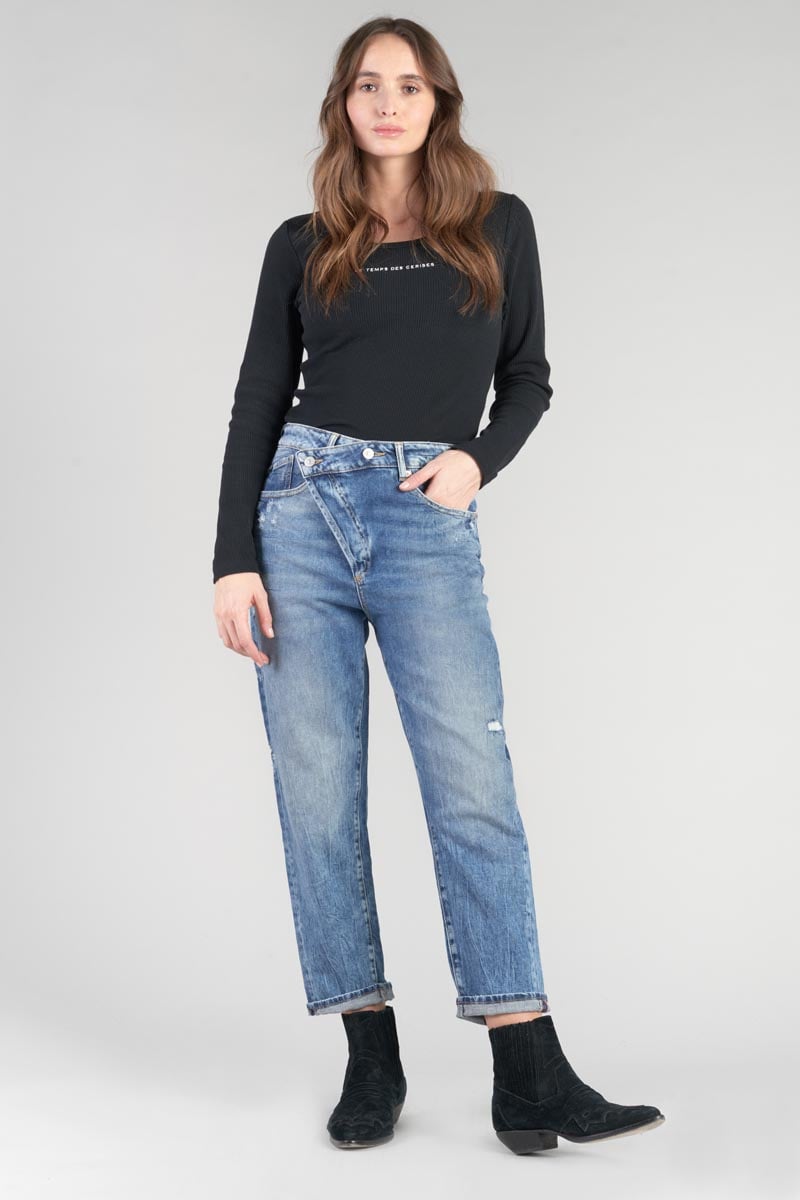 Jeans boyfit Cosy 7/8ème destroy vintage bleu N°4