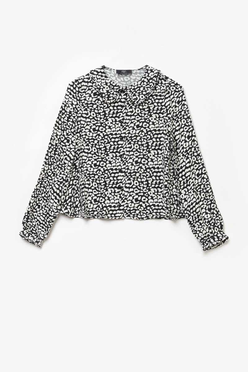 Blouse Chamagi à motif léopard noir