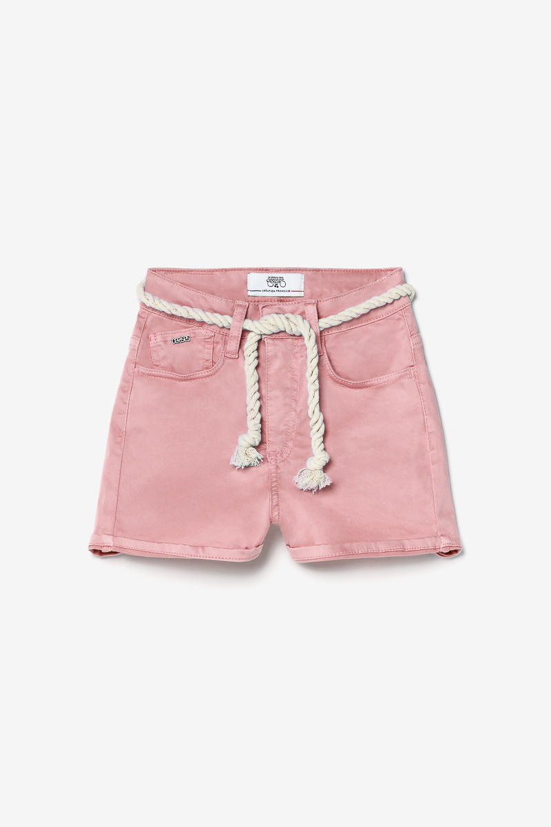 Short Tiko taille haute rose poudré