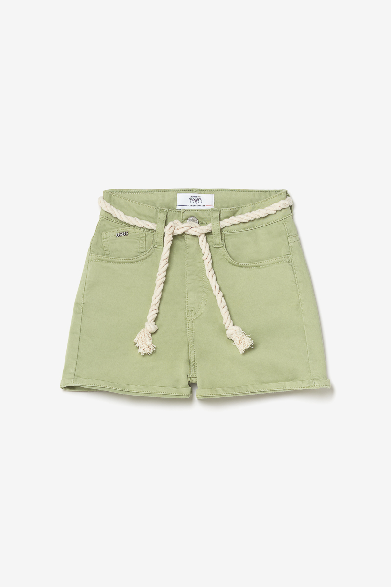 Short Tiko taille haute vert amande