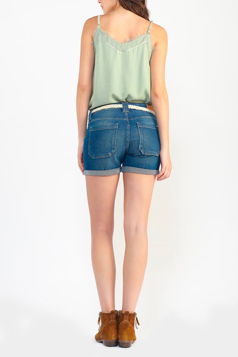 Short Bloom en jeans bleu délavé