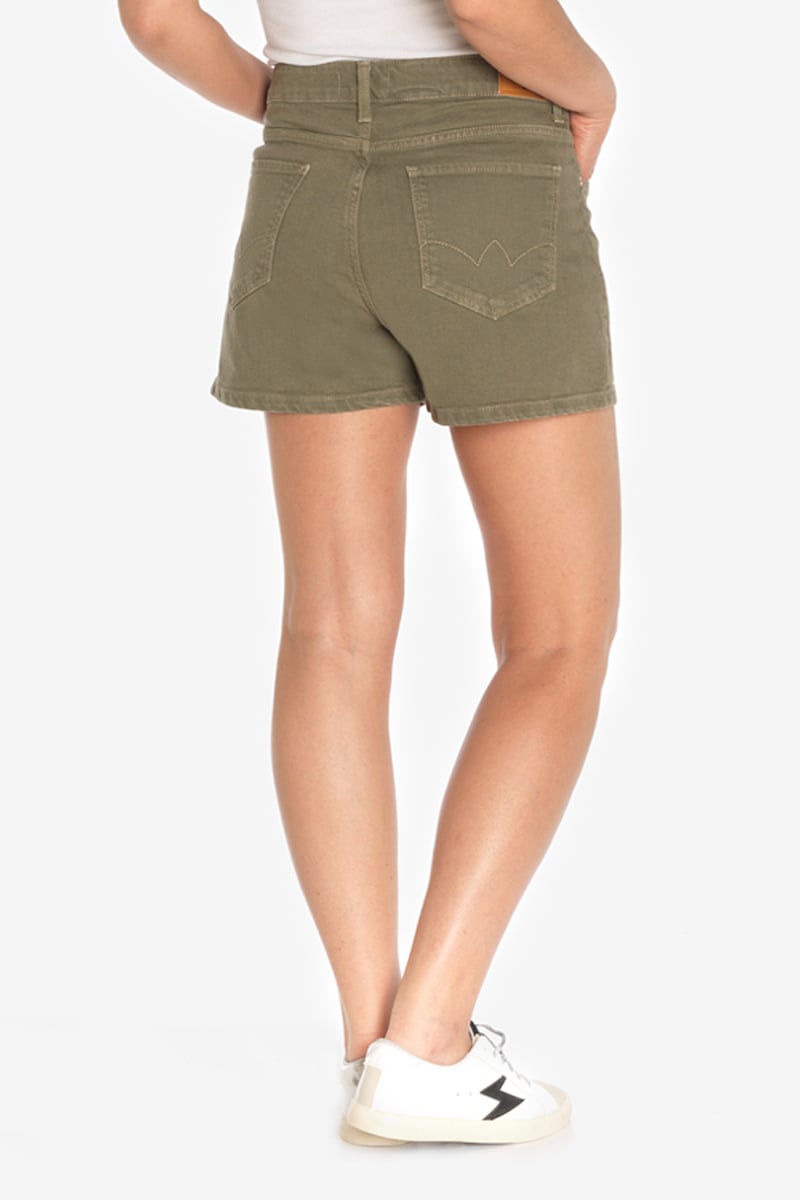 Short Mosta en jeans kaki clair à fermeture asymétrique