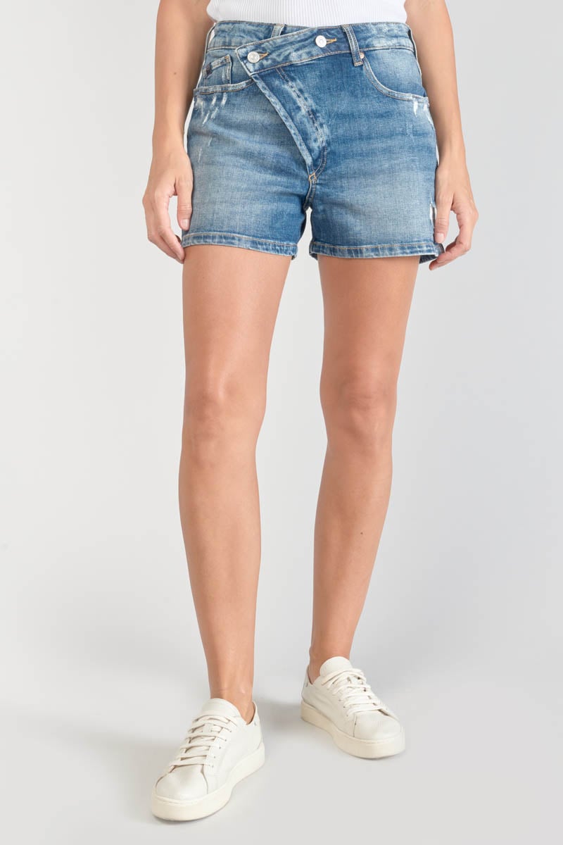 Short Mosta en jeans bleu à fermeture asymétrique