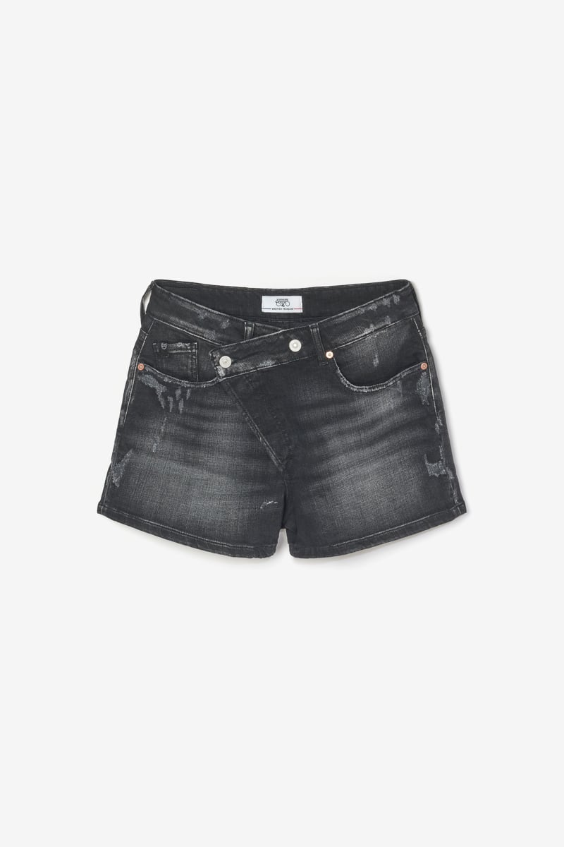 Short Mosta en jeans noir à fermeture asymétrique