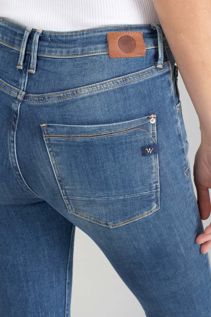 Jeans power skinny taille haute 7/8ème destroy bleu N°2