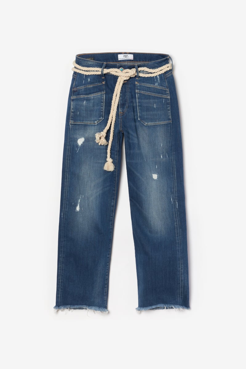 Jeans Pricilia taille haute 7/8ème destroy bleu N°2