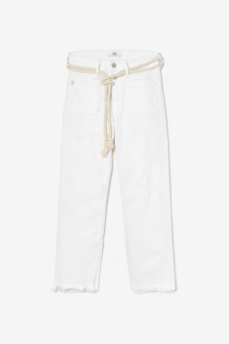 Jeans Pricilia taille haute 7/8ème destroy blanc 