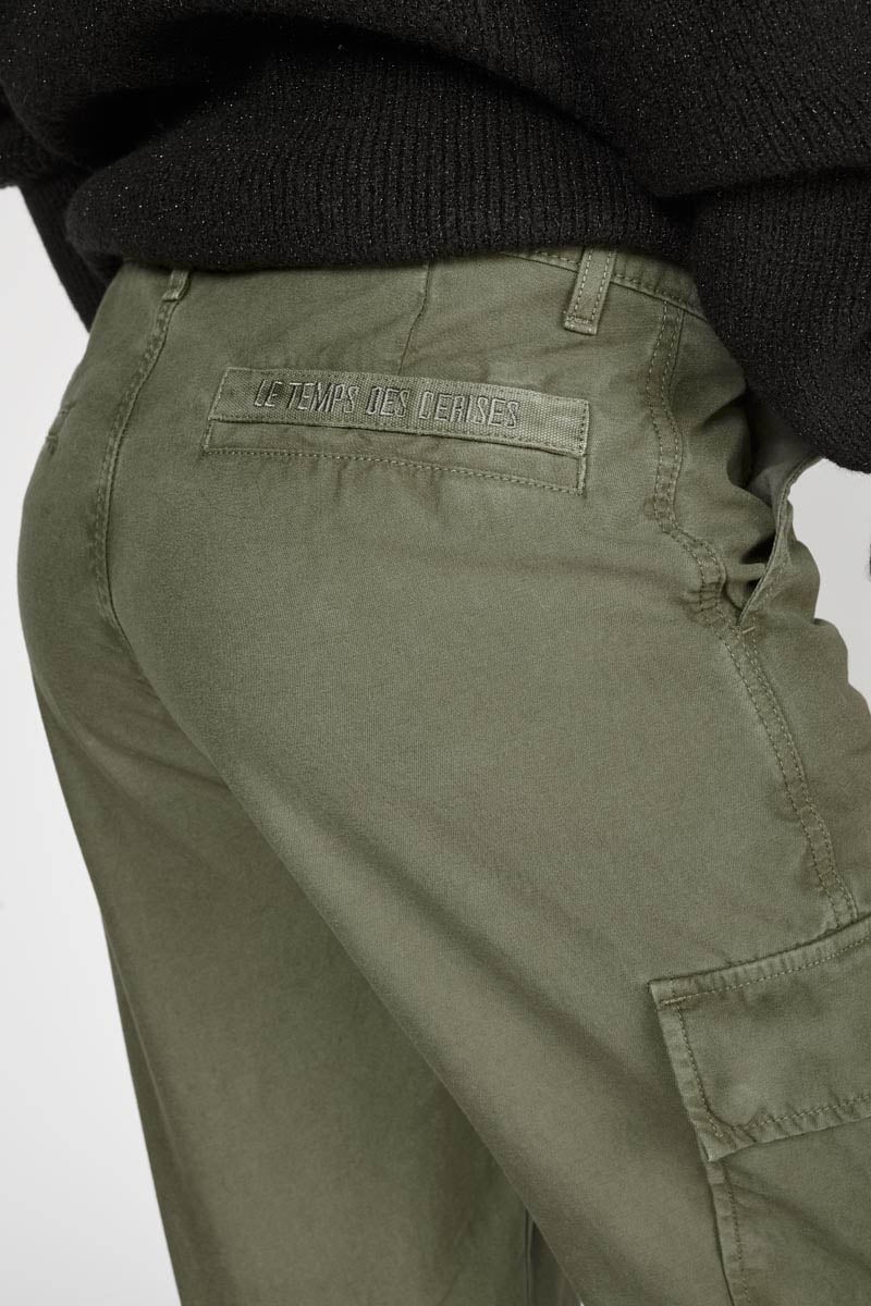 Pantalon Cosy Army kaki à fermeture asymétrique
