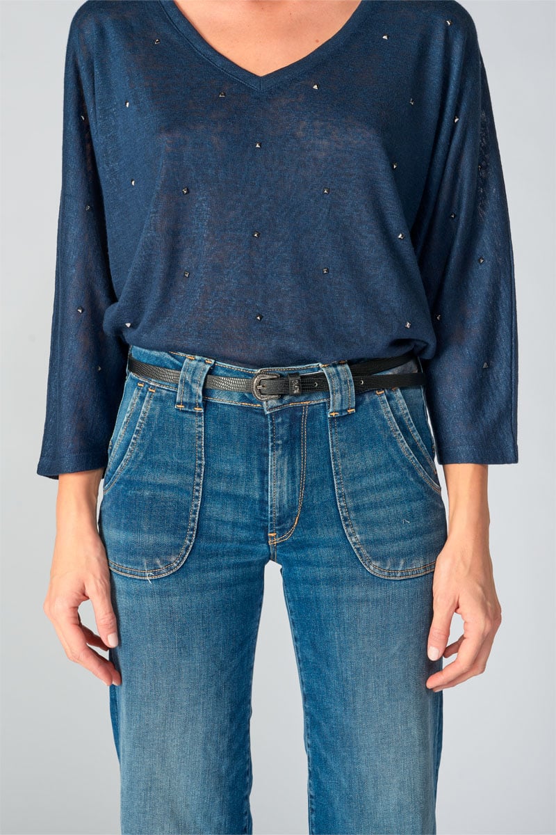 Ceinture Miniwest noire à motif croco