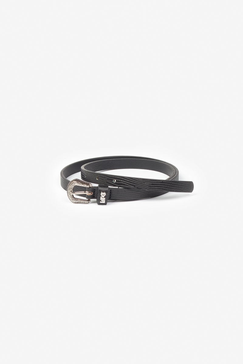 Ceinture Miniwest noire à motif croco