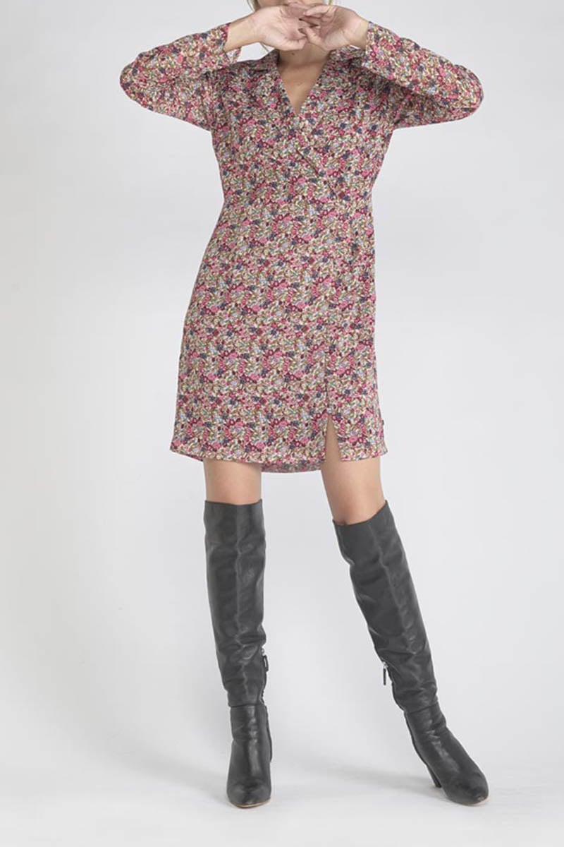 Robe Habbes à motif fleuri rose