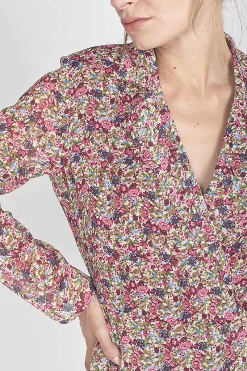 Robe Habbes à motif fleuri rose