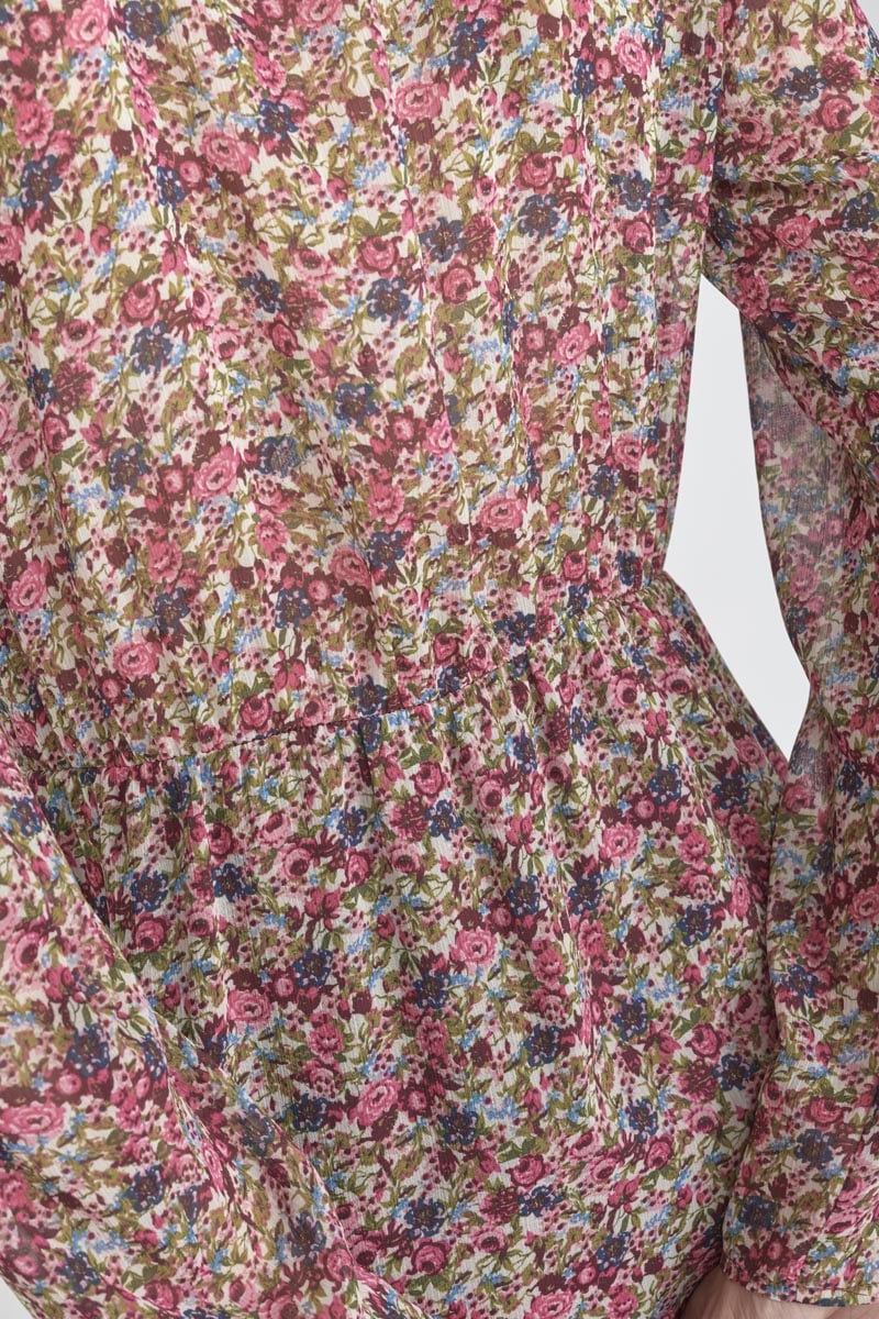 Robe Habbes à motif fleuri rose