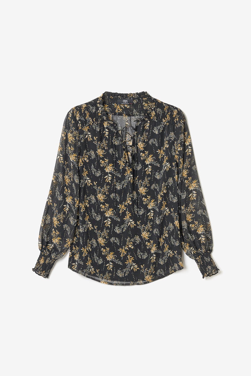 Blouse Ioshi noire à motif floral