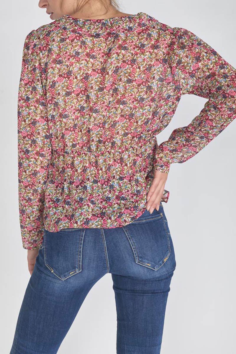 Blouse Magda à motif fleuri rose