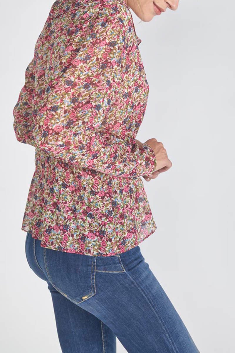 Blouse Magda à motif fleuri rose
