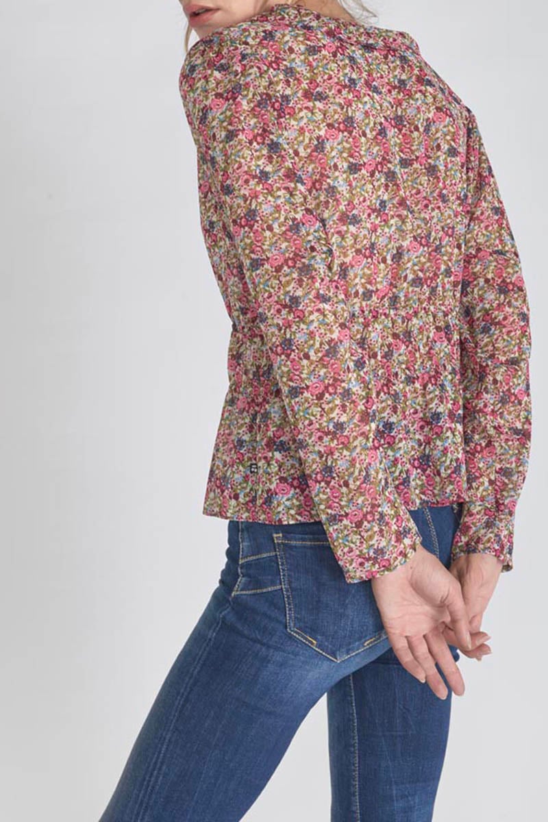 Blouse Magda à motif fleuri rose