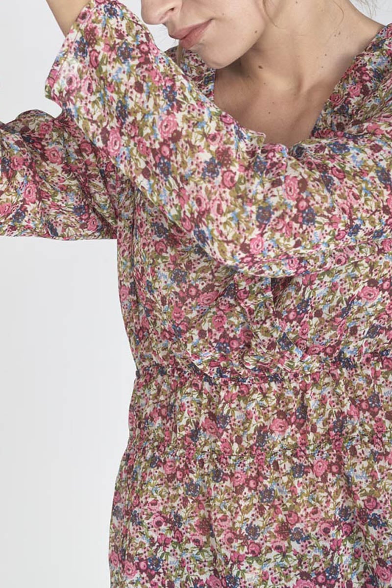 Blouse Magda à motif fleuri rose