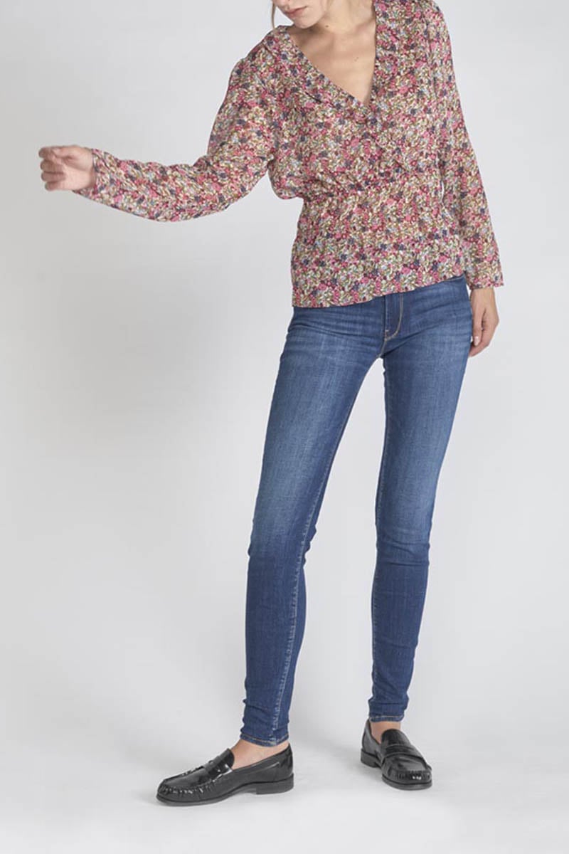 Blouse Magda à motif fleuri rose