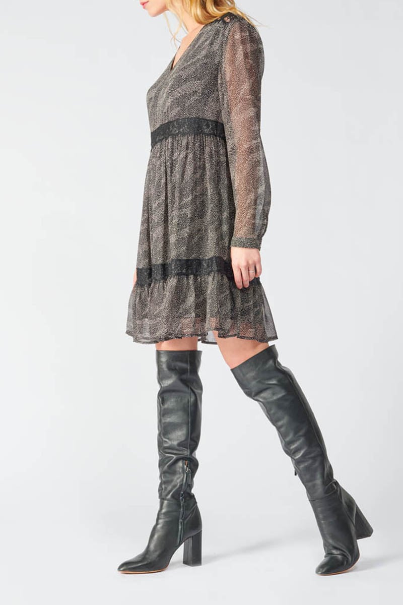 Robe Rena noire à motif animalier