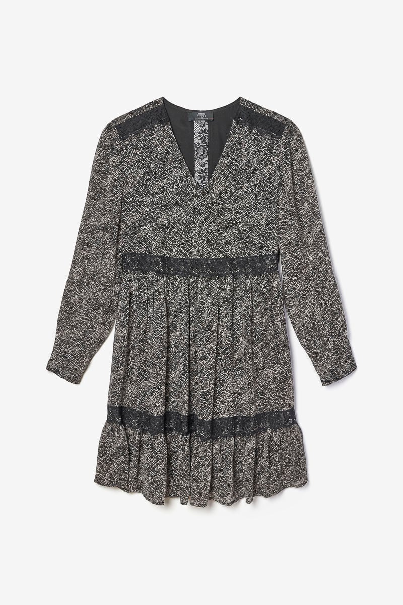 Robe Rena noire à motif animalier