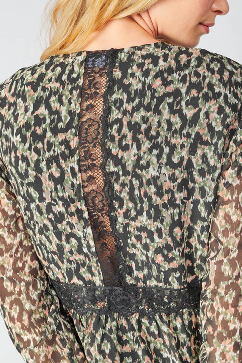 Robe Reve à motif léopard kaki et noir