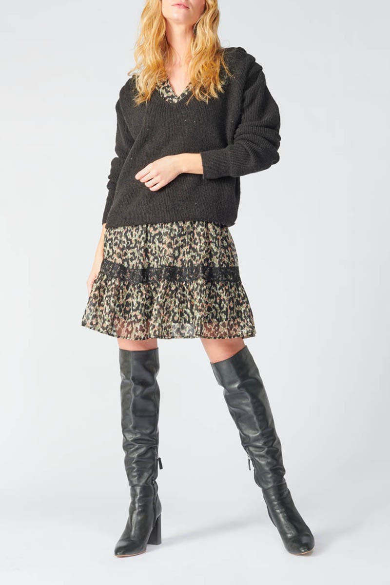 Robe Reve à motif léopard kaki et noir