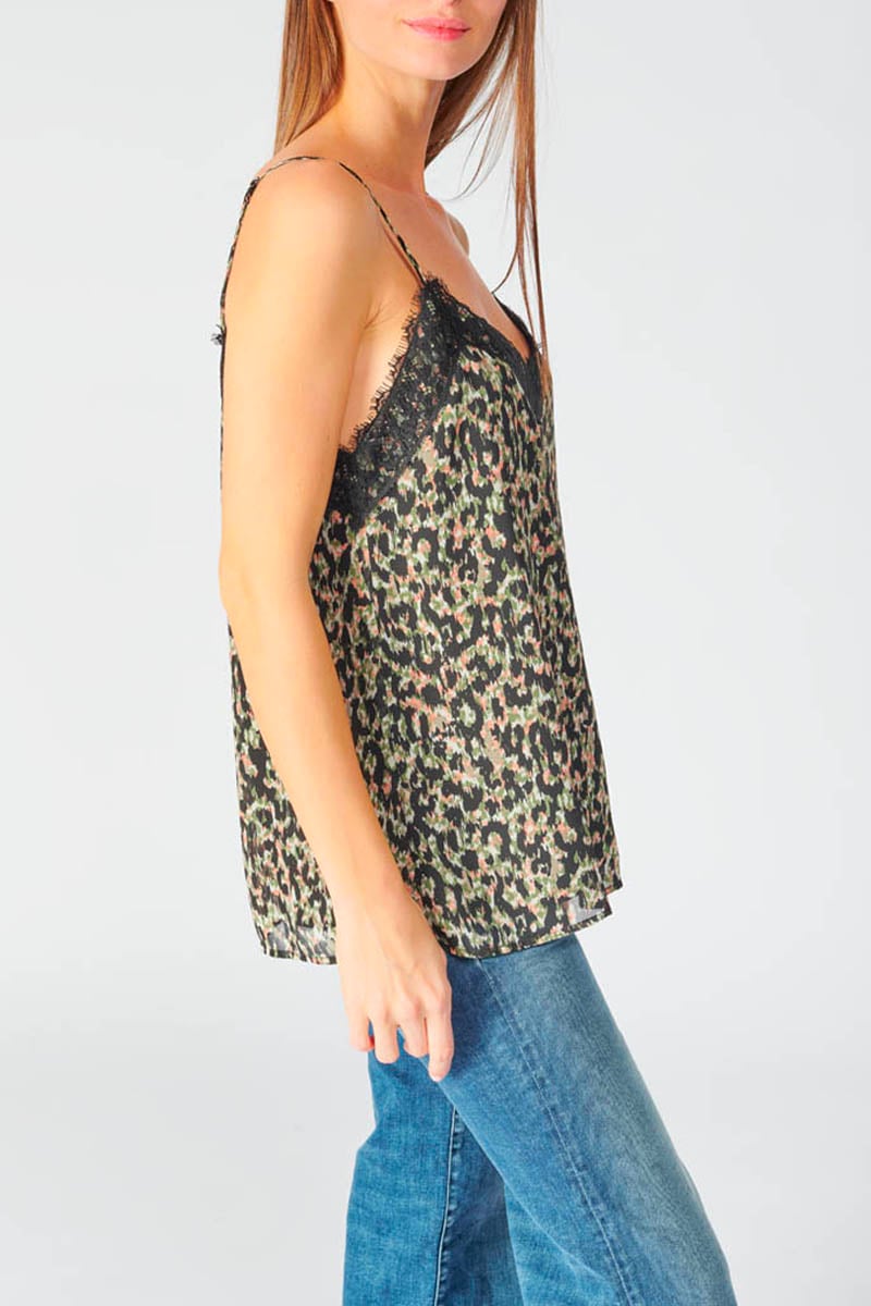 Caraco Scott à motif léopard kaki et noir