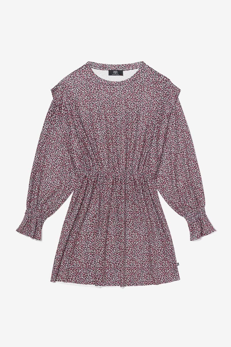 Robe Algagi noire à motif fleuri rose