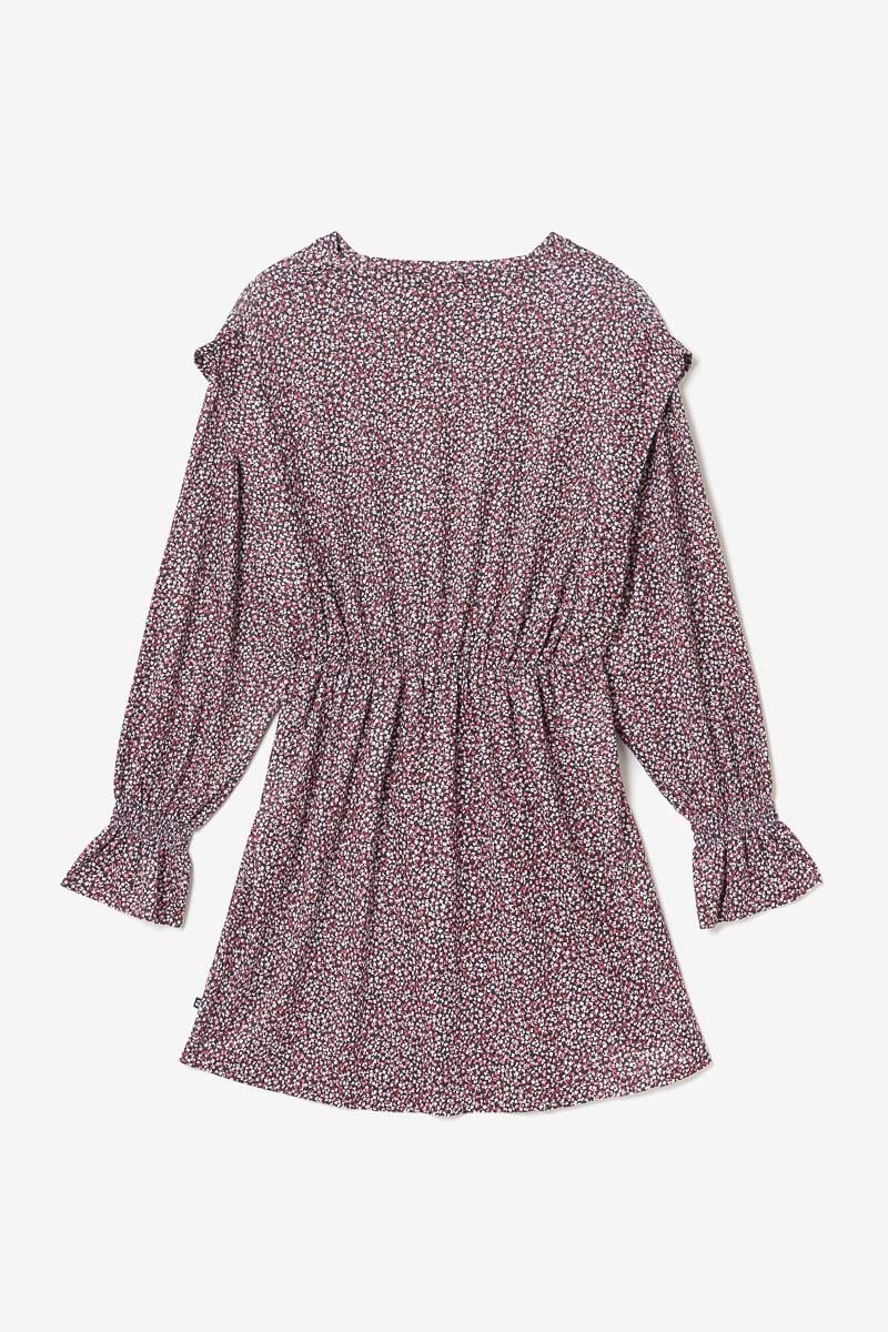 Robe Algagi noire à motif fleuri rose
