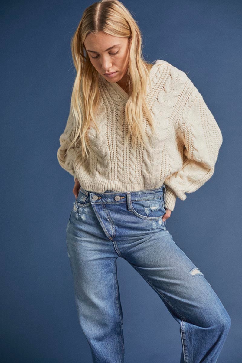 Jeans boyfit Cosa 7/8ème destroy vintage bleu N°4