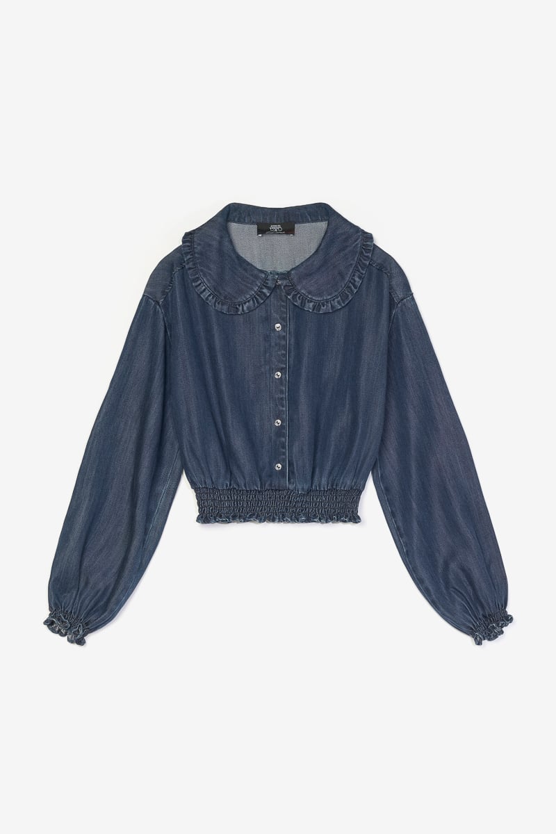 Blouse Macchigi en tencel bleu