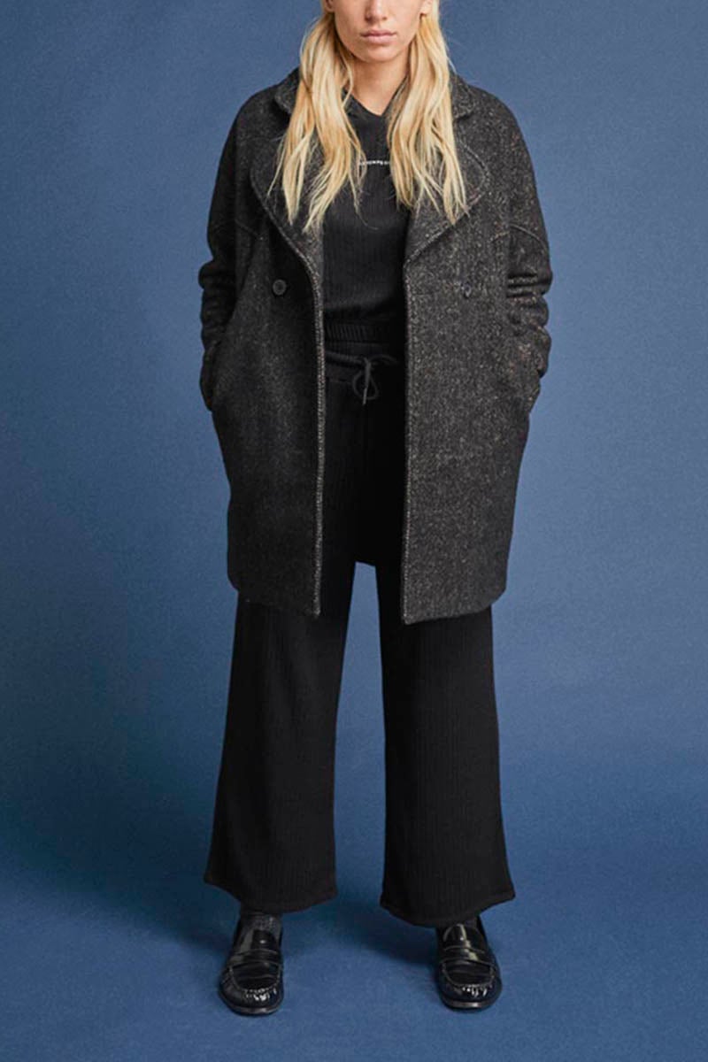 Manteau Shawgi marron à motif chevrons