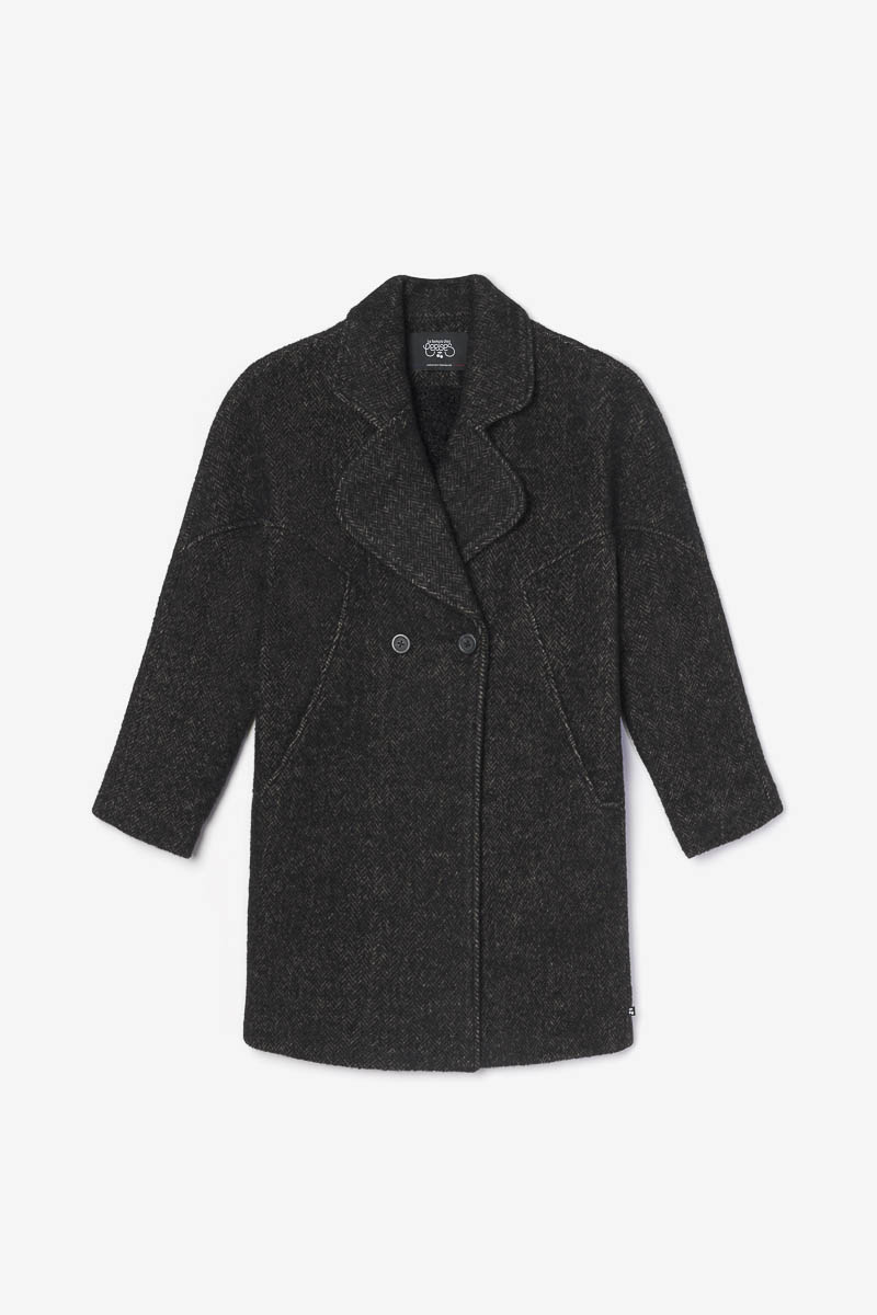 Manteau Shawgi marron à motif chevrons