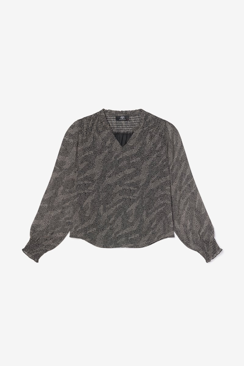 Blouse Winnygi noire à motif animalier
