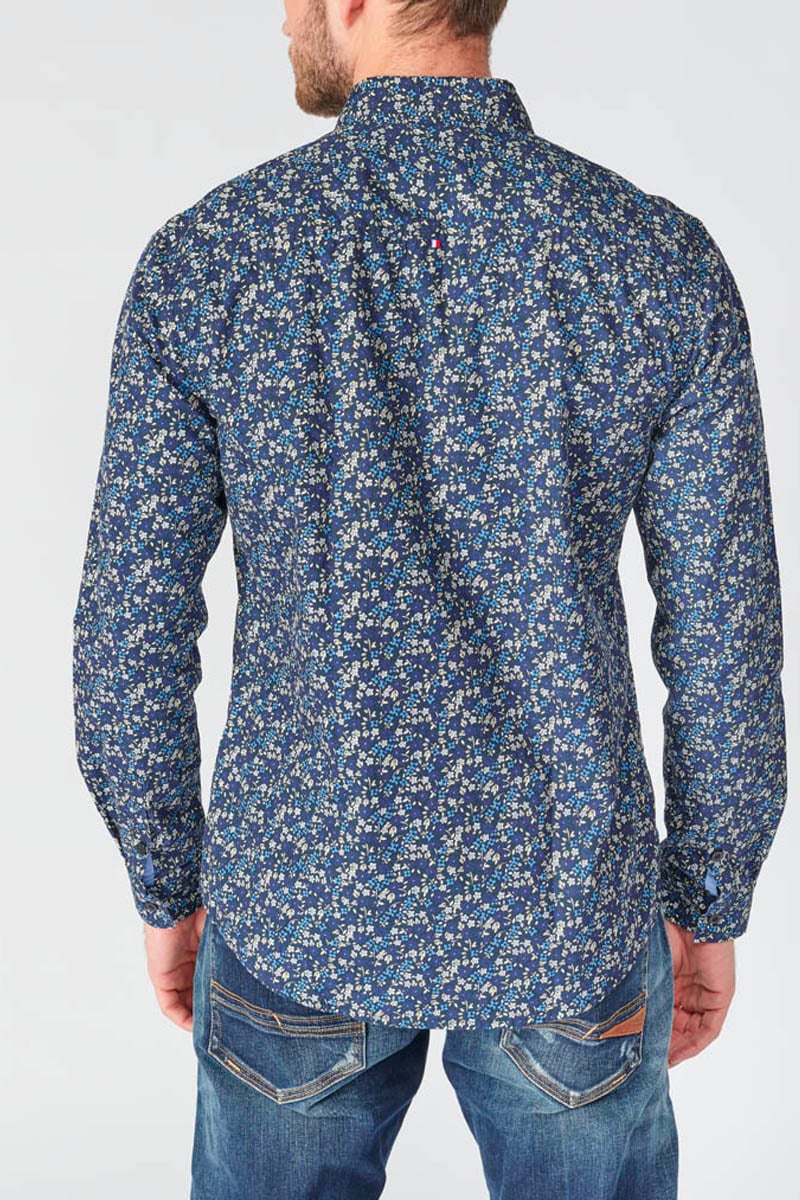 Chemise Paster bleu marine à motif fleuri