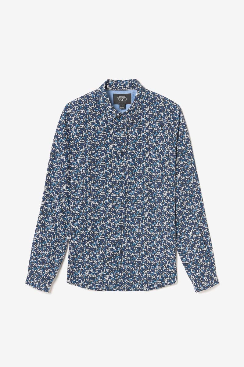 Chemise Paster bleu marine à motif fleuri