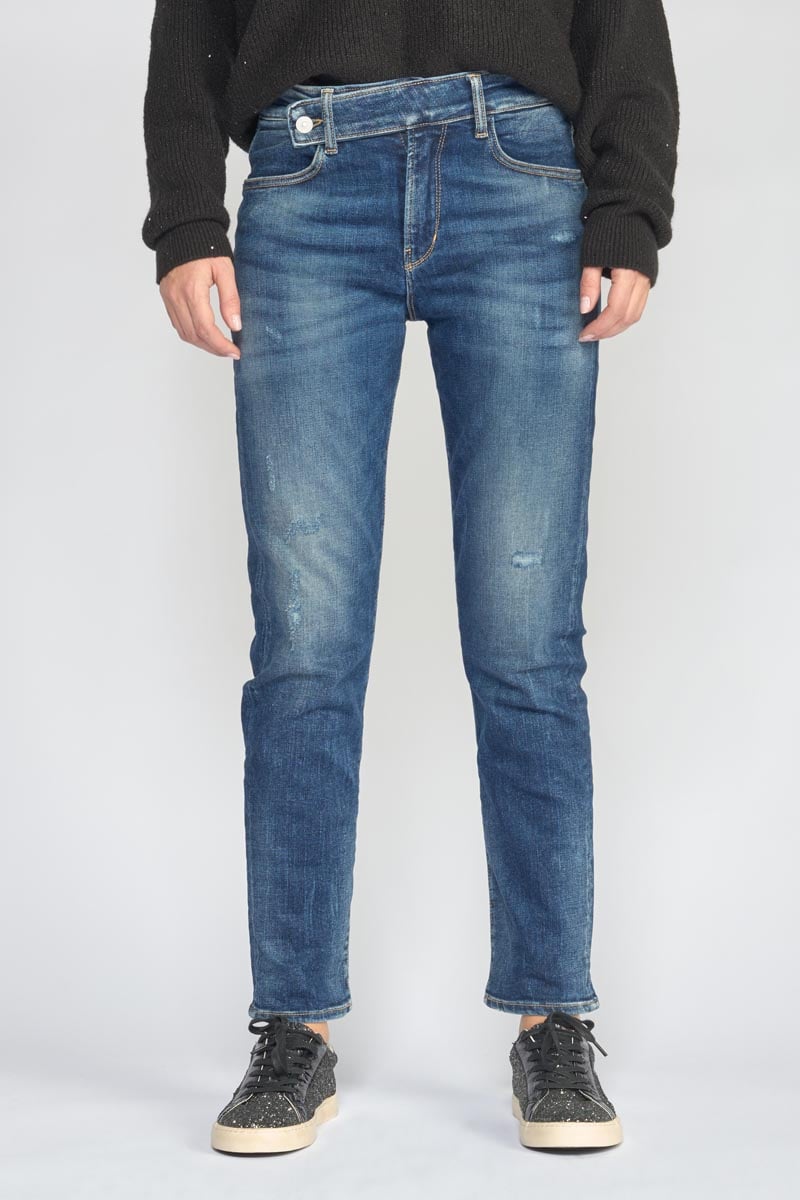 Jeans 400/17 mom Basic taille haute 7/8ème destroy bleu N°2
