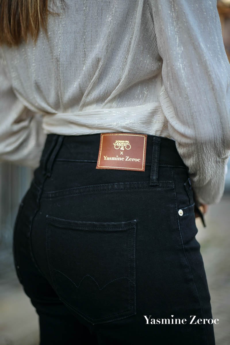COLLAB @YASMINE.ZEROC Amour 400/18 mom taille haute 7/8ème jeans noir N°1