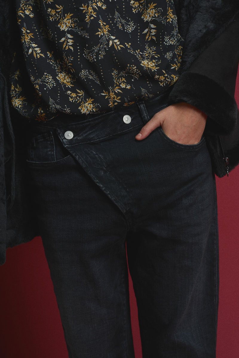 Jeans boyfit Cosy 7/8ème noir N°1