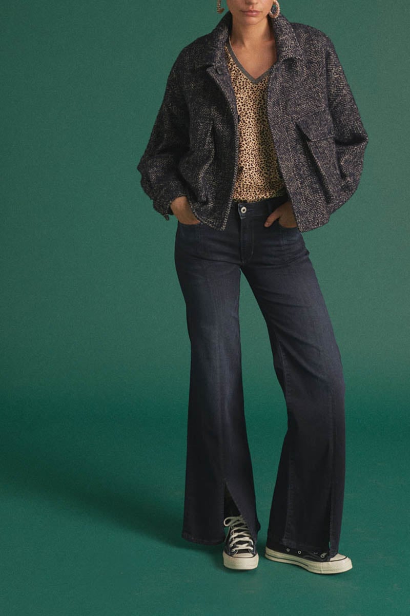 Jeans pulp flare Sin taille haute bleu-noir N°1