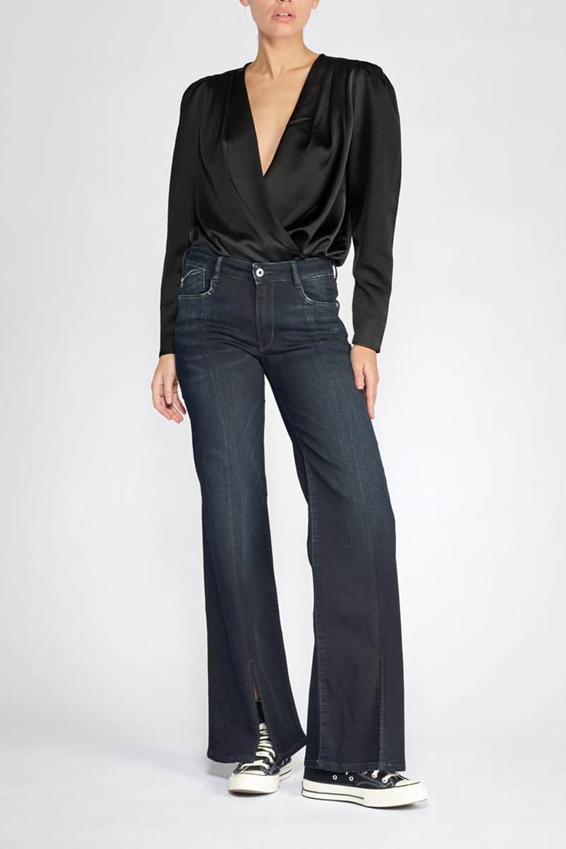Jeans pulp flare Sin taille haute bleu-noir N°1
