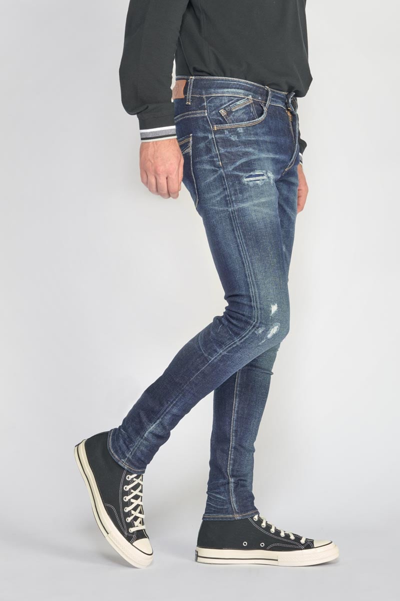 Jeans power skinny 7/8ème destroy bleu N°1