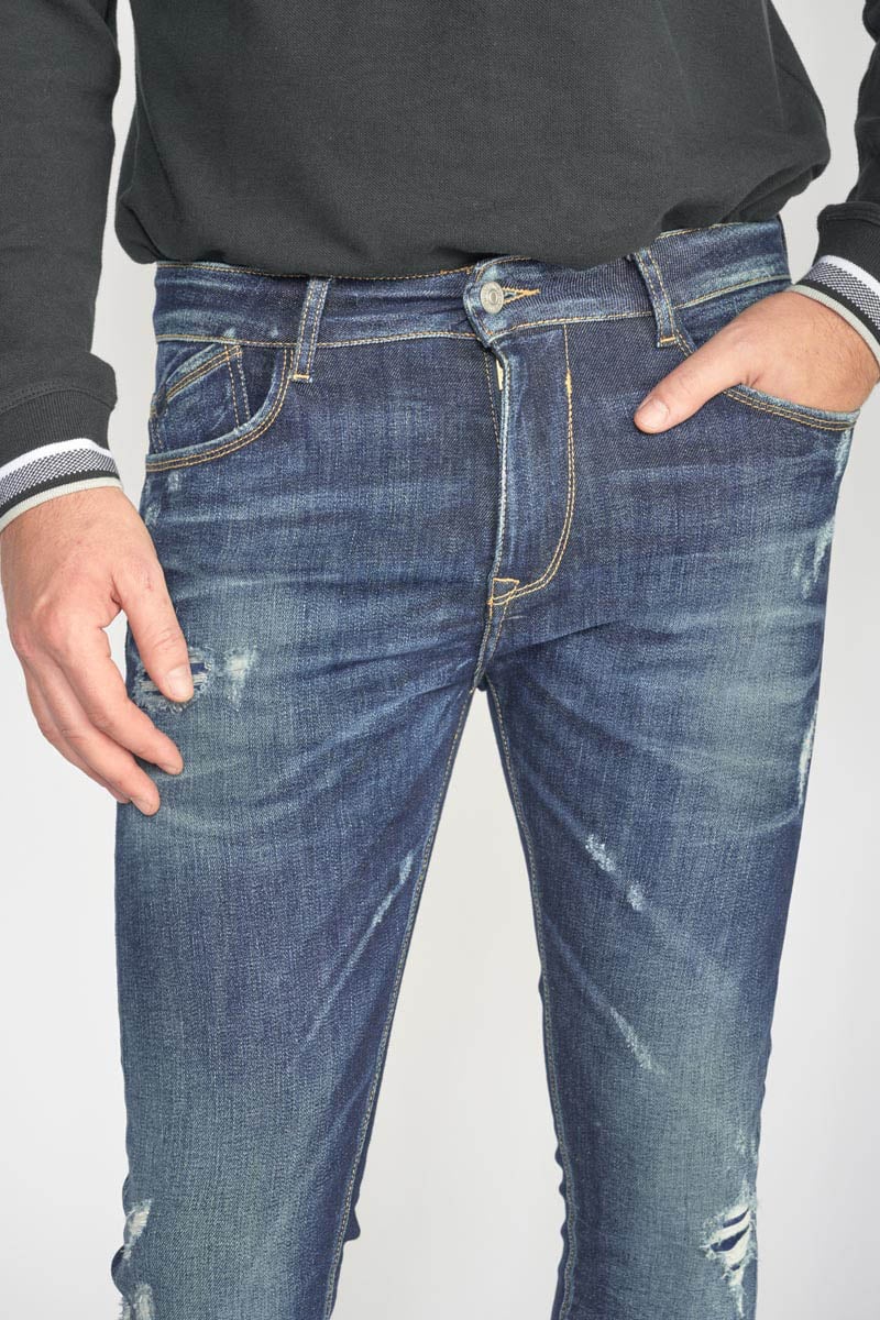 Jeans power skinny 7/8ème destroy bleu N°1