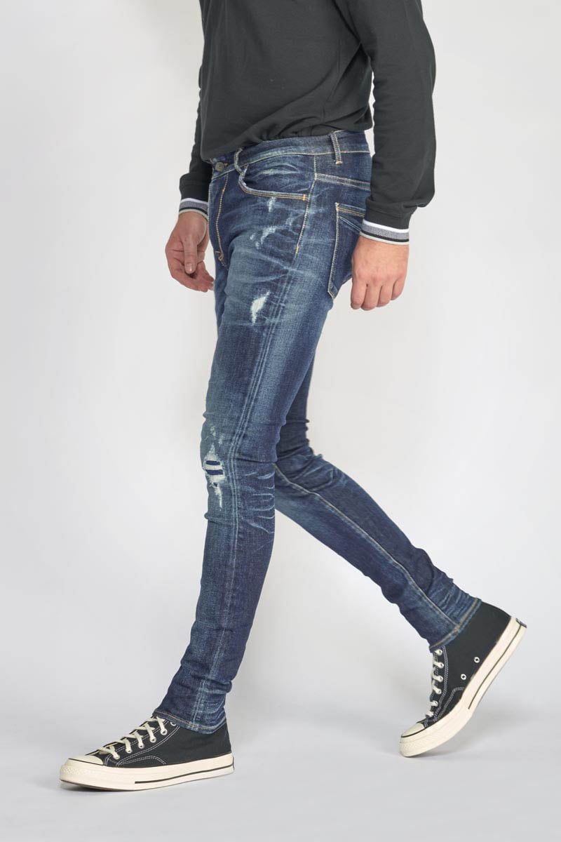 Jeans power skinny 7/8ème destroy bleu N°1